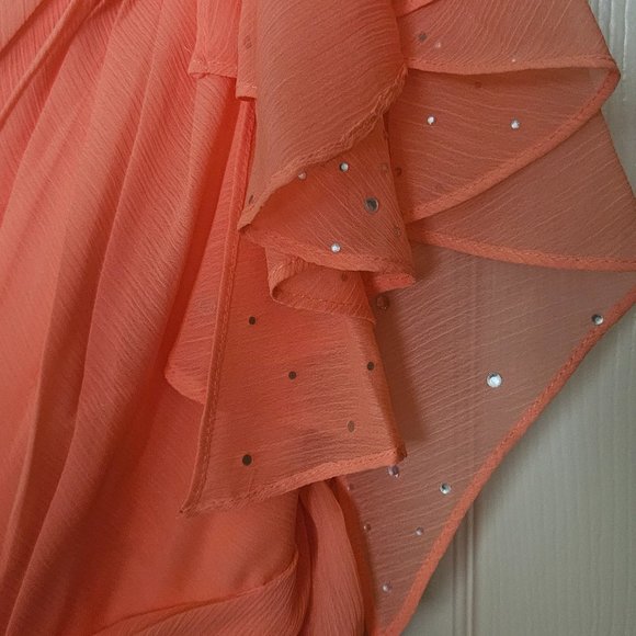 David's Bridal Salmon Peach Dress With Dainty Sequins (new with tags) - Picture 5 of 9